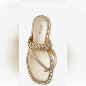 Alba Braided Metallic Faux Leather Slide Sandal